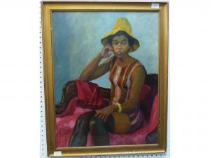 BAGUST FREDERICK 1902-1986,Study of an African woman in yellow hat,Chilcotts GB 2016-03-05