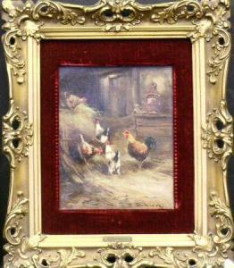 BAHIEU Jules G 1860-1895,ROOSTERS IN A BARN,William Doyle US 2004-02-25