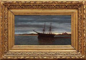BAHIEU Jules G 1860-1895,Ship Leaving the Harbor,1877,Neal Auction Company US 2021-04-17