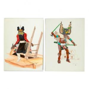 BAHNIMPTEWA Cliff 1937-1984,Group of Two Kachina,1982,Santa Fe Art Auction US 2022-03-12