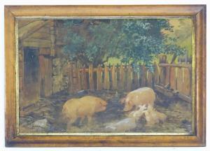 BAHR E 1800-1900,Pigs and Piglets in a sty,1911,Claydon Auctioneers UK 2020-08-17