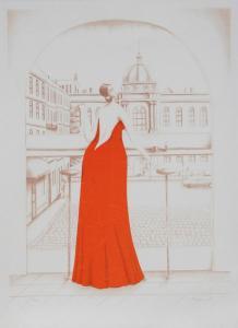 BAHUNEK Branko 1935,IN THE CAFE (RED),Ro Gallery US 2024-01-01