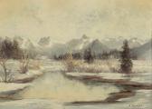 BAIER K 1900-1900,Winterliche Voralpenlandschaft mit Bachlauf,DAWO Auktionen DE 2012-09-05