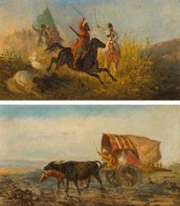 BAIKOFF Theodor Ilich 1818-1890,Kaukasisches Reitergefecht\“,1876,im Kinsky Auktionshaus 2022-06-28
