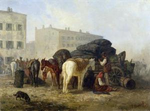 BAIKOFF Theodor 1825-1879,Market Day,1873,Palais Dorotheum AT 2011-02-15
