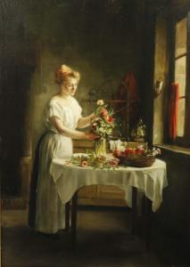 BAIL Franck Antoine 1858-1924,Jeune femme composant un bouquet de fleurs,Auxerre Enchères 2023-02-05