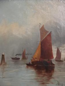 BAILE Joseph,Marine scenes with sailing barges and figures,19th,Crow's Auction Gallery 2017-07-05