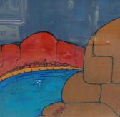 BAILEY Grete,Abstract oil onto card landscape view,Eastbourne GB 2009-07-23