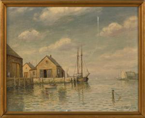 BAILEY Terry,Harbor scene with fishing shacks,19th,Eldred's US 2018-02-17