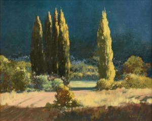 BAILEY Walter Alexander 1894-1989,Cypress Trees in Sunlight,Simpson Galleries US 2020-06-07