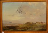 BAILEY Wilfred 1800-1900,Geese flying over salt marshes and,Dickins GB 2008-10-17