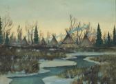 BAILEY William 1944,Teepees in a winter landscape,John Moran Auctioneers US 2019-09-08