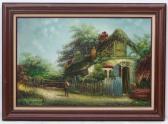 BAILLE Édouard 1814-1888,An old American cottage with figures,Dickins GB 2019-08-09