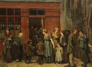 BAILLY Leon Charles Adrien 1826-1871,In Front of the Pub,Clars Auction Gallery US 2014-07-12