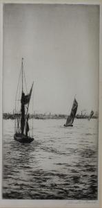 BAIRD Johnstone 1800-1900,Fishing boats in an estuary,Morphets GB 2019-03-07