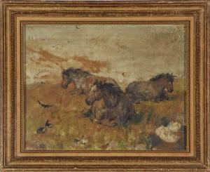 BAIRD Nathaniel Hughes J 1865-1936,Ponies resting on the moor,Keys GB 2022-07-27