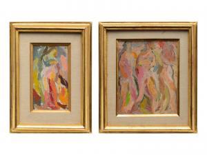 BAIZERMAN Eugenie 1899-1949,A pair of paintings (Circus Girl Dressing #1,,1945,Hindman US 2023-04-05