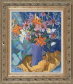 BAKER Allan 1922-2004,Colorful floral still life,1976,Eldred's US 2016-08-24