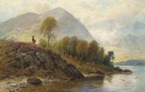 BAKER Charles H. Collins 1880,A stag with hinds by a loch,Christie's GB 2003-03-06