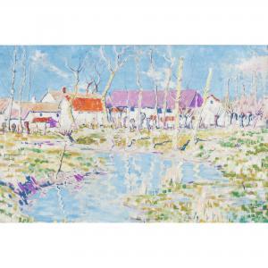 BAKER CLACK Arthur 1887-1955,French Farmhouses, Decorative Landscape,Leonard Joel AU 2024-03-19