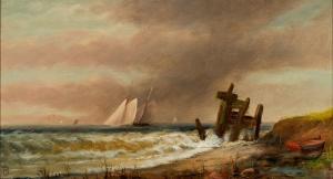 BAKER Elisha Taylor 1831-1890,Sailing Along the Coast,1889,Barridoff Auctions US 2024-04-13