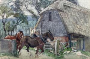 BAKER Geoffrey Alan 1881-1959,Horses by a Barn,1934,David Duggleby Limited GB 2023-09-30