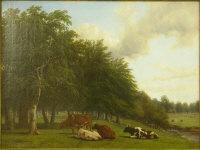 BAKER J,cattle in a wooded meadows with nearby river,Peter Francis GB 2011-11-15