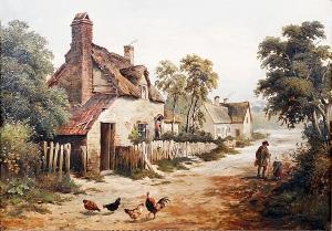 BAKER Jo 1963,Country lane with figures and cottages, signed low,Bonhams GB 2008-03-06