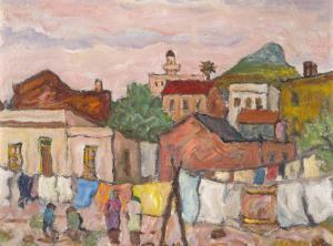 BAKER Kenneth 1931-1995,District Six with Lion\’s Head and Mosque in the D,Strauss Co. ZA 2023-09-11