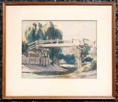 BAKER Ralph 1908-1976,Bridge at Clear Lake,Burchard US 2009-06-28