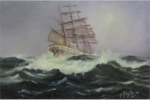 BAKER Robert Peter,Iron Hulled Tall Masted Ship in Heavy Seas,David Duggleby Limited 2015-09-14