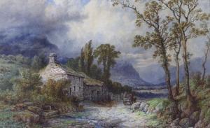 BAKER Samuel Henry 1824-1909,Cart passing stone cottages,Gorringes GB 2023-01-16