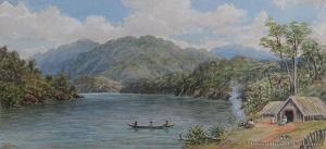 BAKER William George 1864-1929,Tawhata, Wanganui River,International Art Centre NZ 2012-07-26