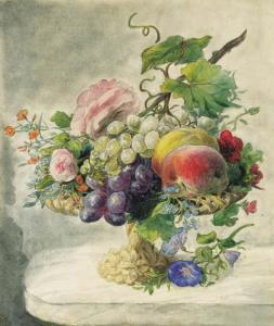 BAKHUIJZEN VAN DE SANDE Geraldine Jacoba 1826-1895,A Still Life with Peaches, Grapes, Ro,Christie's 1999-11-10