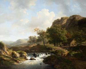 BAKHUIJZEN VAN DE SANDE Hendrik,A mountainous landscape with a cascade,1828,Venduehuis 2023-05-24
