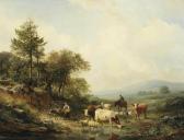 BAKHUIJZEN VAN DE SANDE Hendrik,Watering cattle in a sunlit landscape,1851,Christie's 2011-11-01