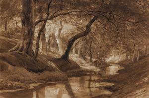 BAKHUIJZEN VAN DE SANDE Julius Jacobus 1835-1925,Forest Stream with Deer,1861,Van Ham DE 2021-11-18