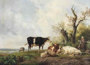 Hendrik Bakhuijzen Van De Sande - A Shepherdess With Her Flock