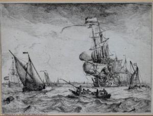 BAKHUIZEN Ludolf 1630-1708,View of Dutch sailing vessels on the river IJ with,Venduehuis 2020-09-11