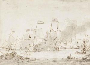BAKHUYZEN I Ludolf 1631-1708,The naval battle,Christie's GB 2014-12-10
