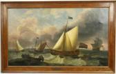 BAKHUYZEN ludolf 1717-1782,Hollandse schepen voor de kust op woelig water,Venduehuis NL 2017-12-20