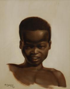 BAKKER Fr,Tête de jeune africain,Brussels Art Auction BE 2014-10-28