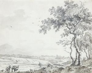 BAKKER Job Augustus 1796-1876,Weite Landschaft mit Bäuerin mit Kindern und Ese,1969,Winterberg Arno 2022-10-22