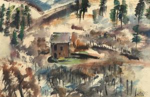 BAKOS Jozef G. 1891-1977,Cabin in the Woods,Santa Fe Art Auction US 2022-05-28