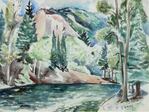 BAKOS Jozef G. 1891-1977,Colorado Stream,1945,Santa Fe Art Auction US 2023-11-10