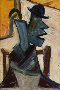 BAKRE Sadanand K 1920-2007,Untitled (Man with Bowler Hat),1955,Christie's GB 2024-03-27
