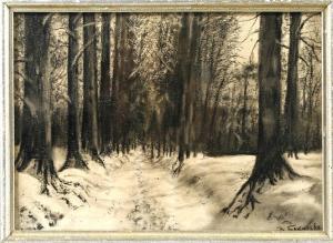 BAKSCHEJEFF Wassilij 1862-1958,Weg durch Winterwald,1950,Mehlis DE 2008-08-29