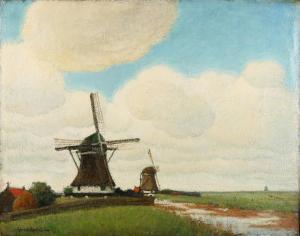 BAKSTEEN Gerard 1887-1976,Landscape with mills,Twents Veilinghuis NL 2018-04-20