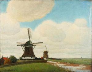 BAKSTEEN Gerard 1887-1976,Landscape with mills,Twents Veilinghuis NL 2018-07-13