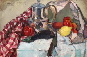 BALACESCU Lucia Demetriade 1895-1979,Still Life with Kettle and Vegetables,1921,Artmark 2023-07-12